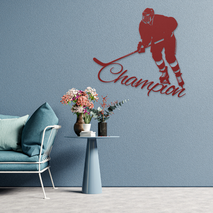 Hockey Champion Metal Wall Art Sign-Wall Art-mysticalcherry