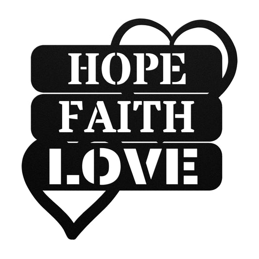 Hope Faith Love Inspirational Metal Wall Art-Wall Art-mysticalcherry