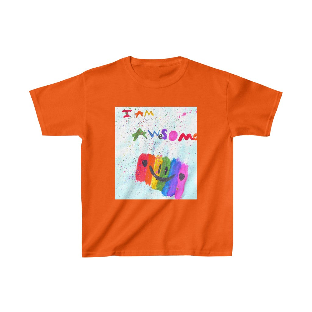 I Am Awesome Kids Cotton™ Tee-Kids clothes-XS-Orange-mysticalcherry