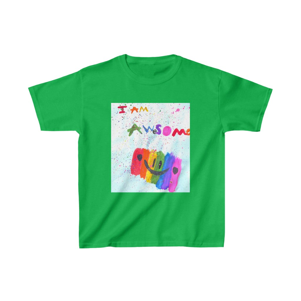 I Am Awesome Kids Cotton™ Tee-Kids clothes-XS-Irish Green-mysticalcherry