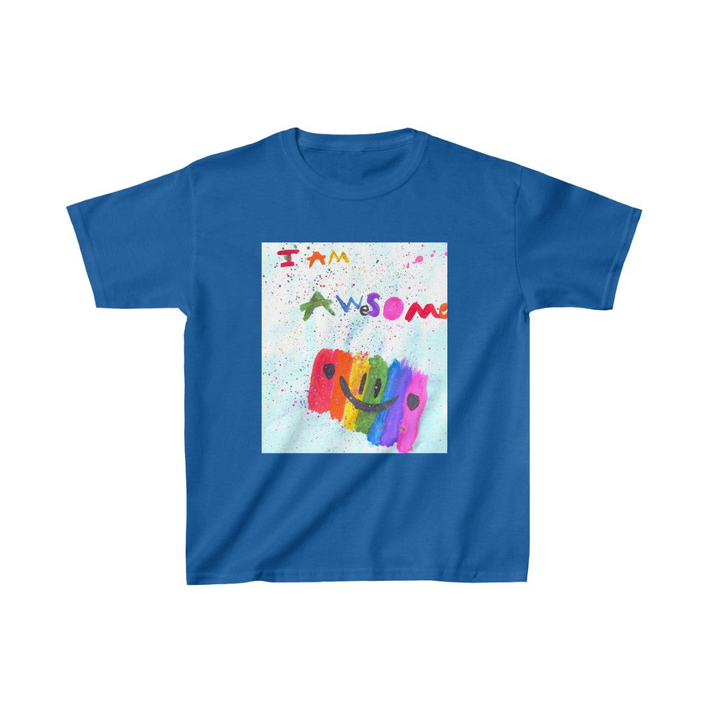 I Am Awesome Kids Cotton™ Tee-Kids clothes-XS-Royal-mysticalcherry