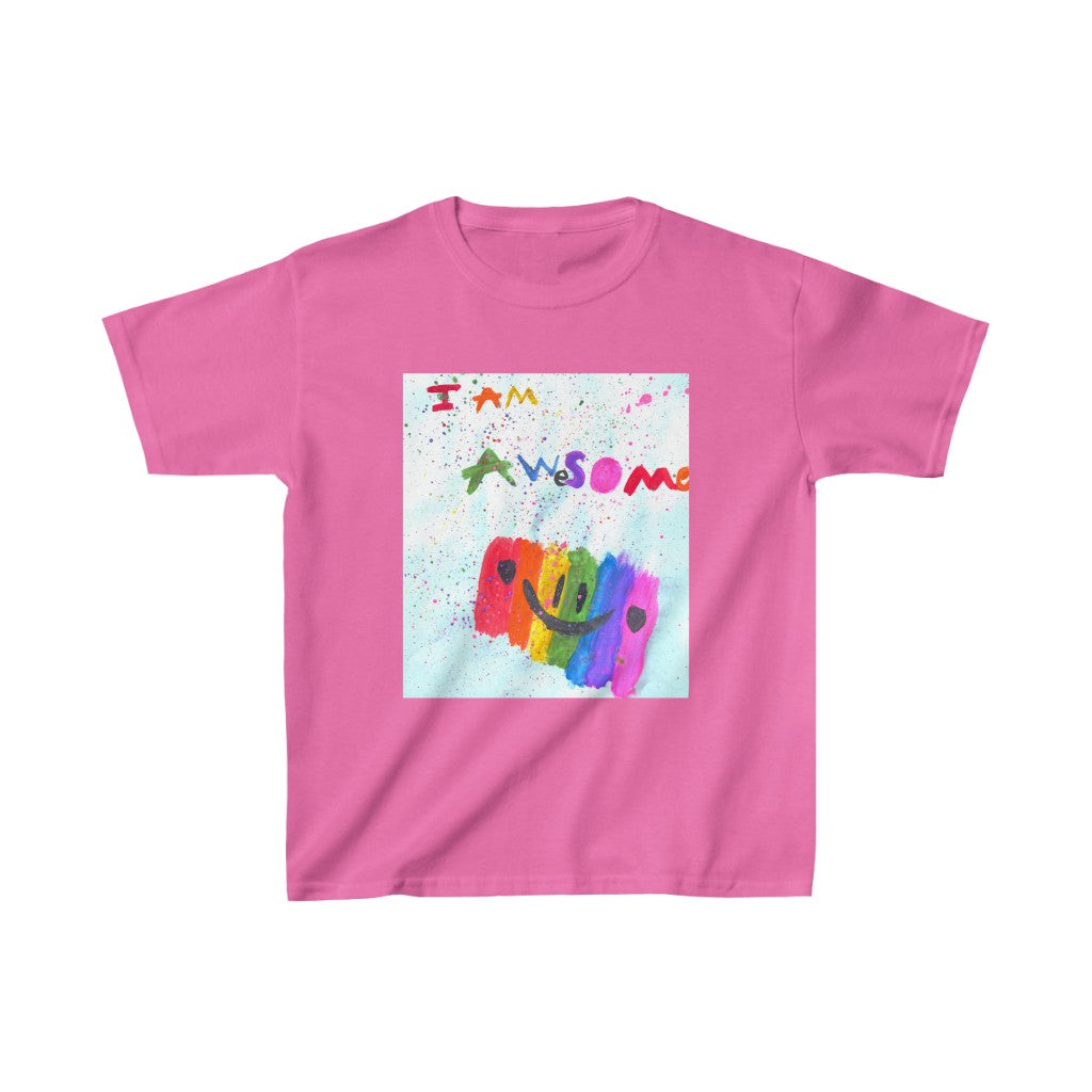 I Am Awesome Kids Cotton™ Tee-Kids clothes-XS-Azalea-mysticalcherry