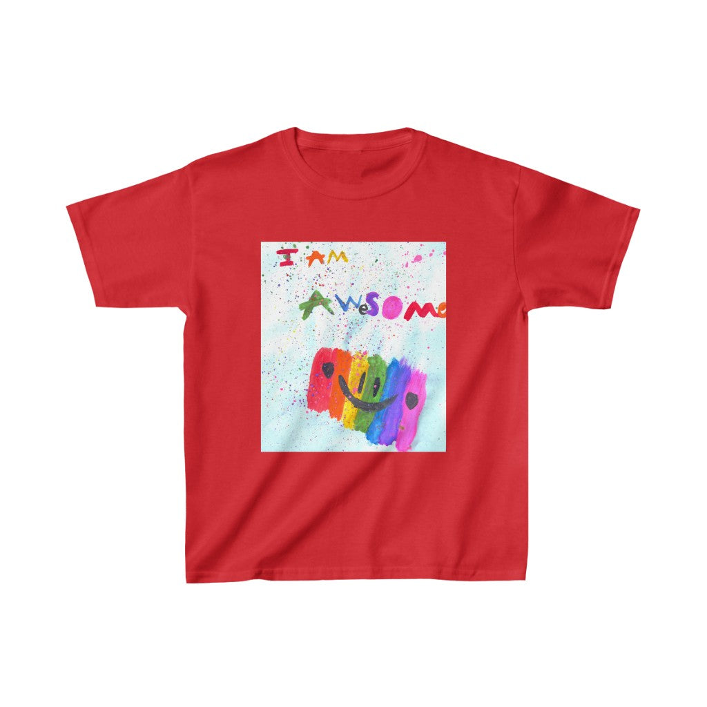I Am Awesome Kids Cotton™ Tee-Kids clothes-XS-Red-mysticalcherry