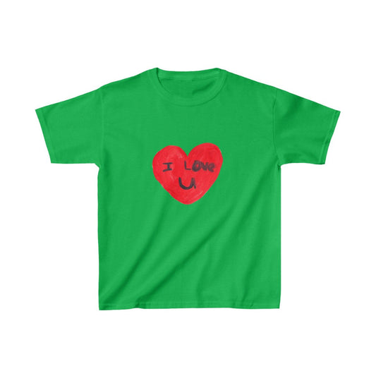 I Love U Graphic Kids Heavy Cotton™ Tee-Kids clothes-XS-Irish Green-mysticalcherry