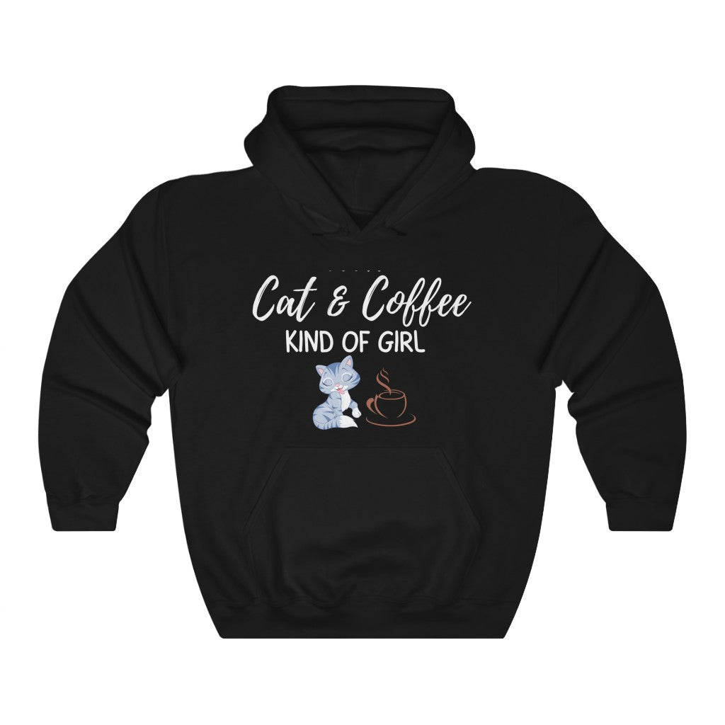 I'M A CAT AND COFFEE KIND OF GIRL HOODIE-Hoodie-Black-S-mysticalcherry
