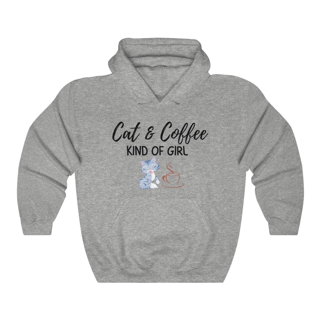 I'M A CAT AND COFFEE KIND OF GIRL HOODIE-Hoodie-Sport Grey-S-mysticalcherry