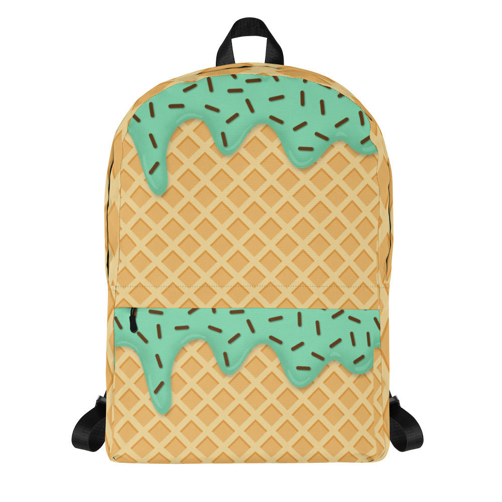 Ice Cream Waffle Cone With Sprinkles Backpack-Backpacks-Mint-mysticalcherry