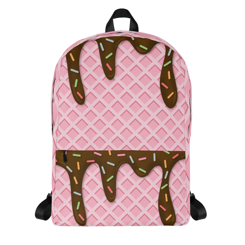 Ice Cream Waffle Cone With Sprinkles Backpack-Backpacks-Chocolate-mysticalcherry