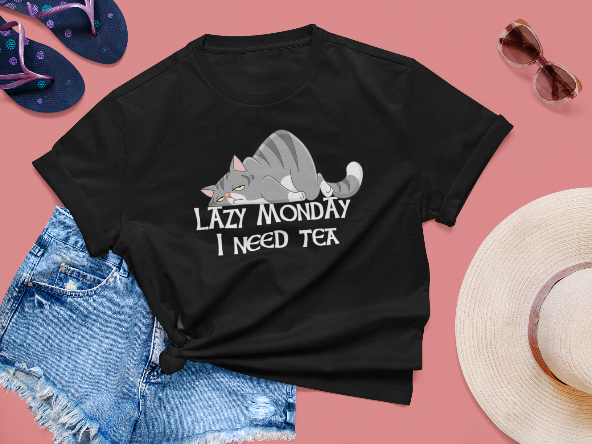 LAZY MONDAY I NEED TEA T-SHIRT-T-Shirt-mysticalcherry