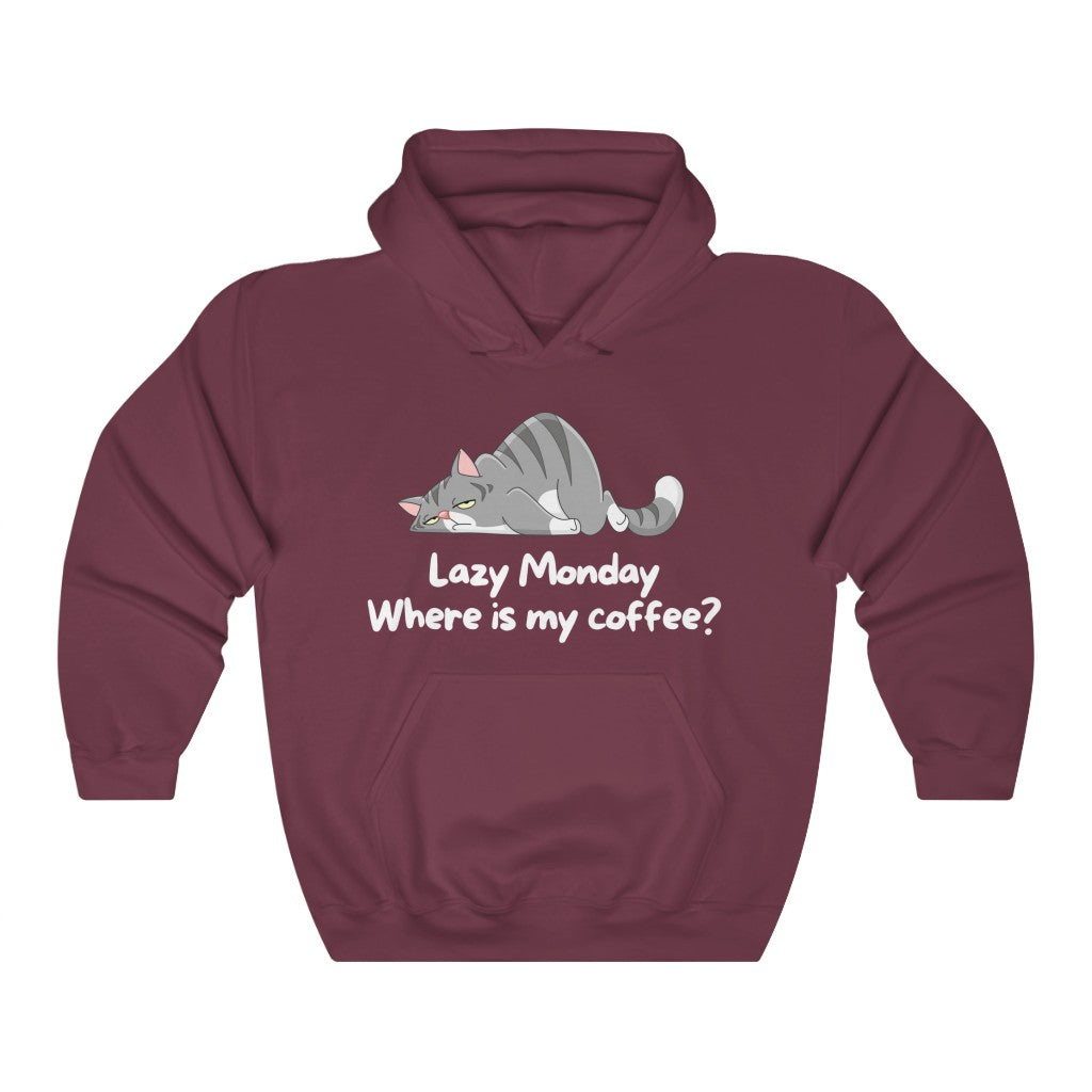 LAZY MONDAY WHERE IS MY COFFEE HOODIE-Hoodie-Maroon-S-mysticalcherry