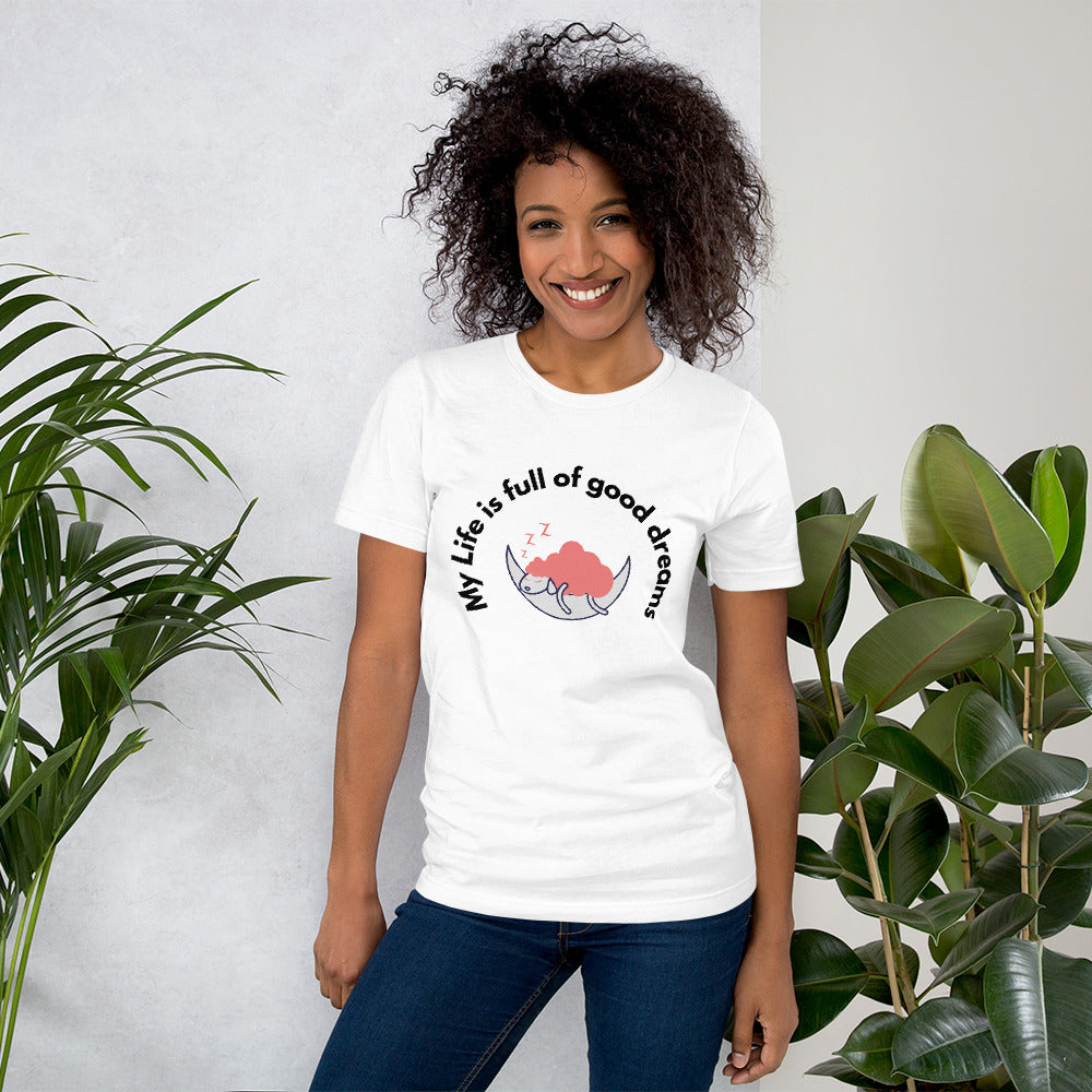 LIFE IS FULL OF GOOD DREAMS T-SHIRT-Grapnic T-Shirt-White-S-mysticalcherry
