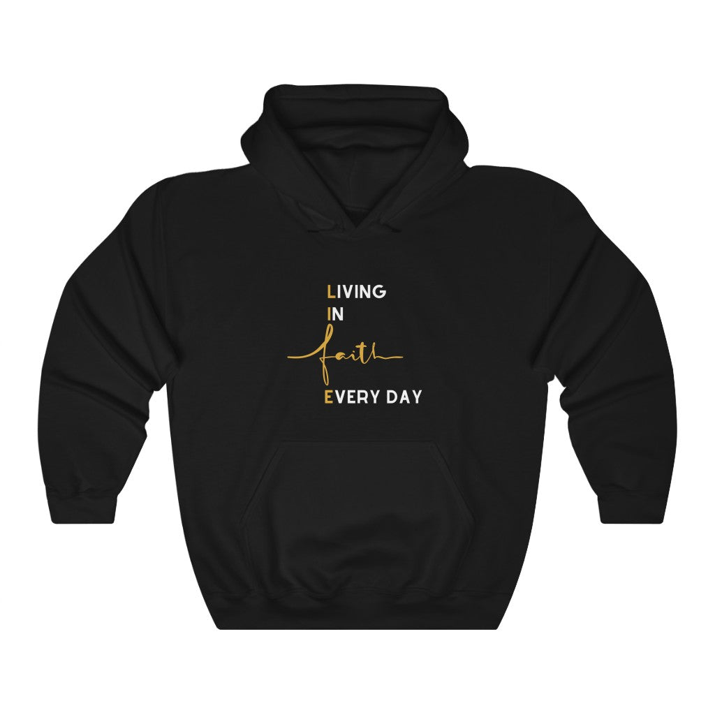 LIFE: LIVING IN FAITH EVERY DAY HOODIE-Hoodie-Black-S-mysticalcherry