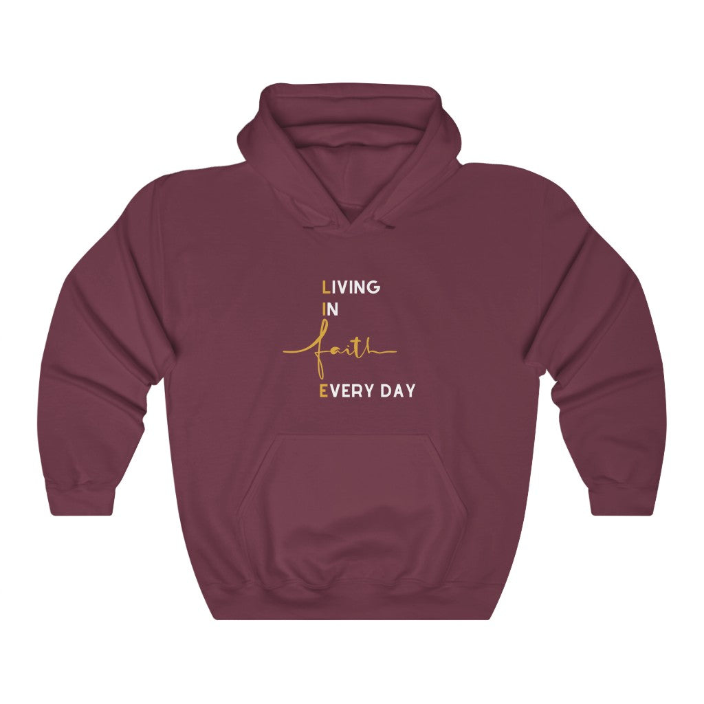 LIFE: LIVING IN FAITH EVERY DAY HOODIE-Hoodie-Maroon-S-mysticalcherry