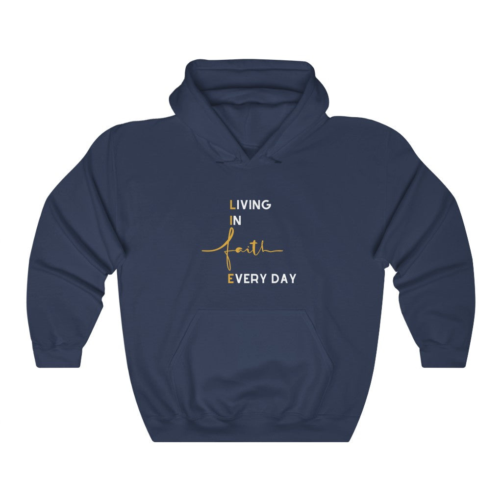 LIFE: LIVING IN FAITH EVERY DAY HOODIE-Hoodie-Navy-S-mysticalcherry