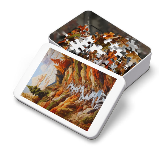Landscape Flowing River Jigsaw Puzzle With Metal Box-Puzzle-mysticalcherry
