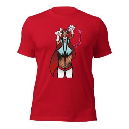 LizBeth Neko Anime Crewneck T-shirt-T-Shirt-Red-XS-mysticalcherry