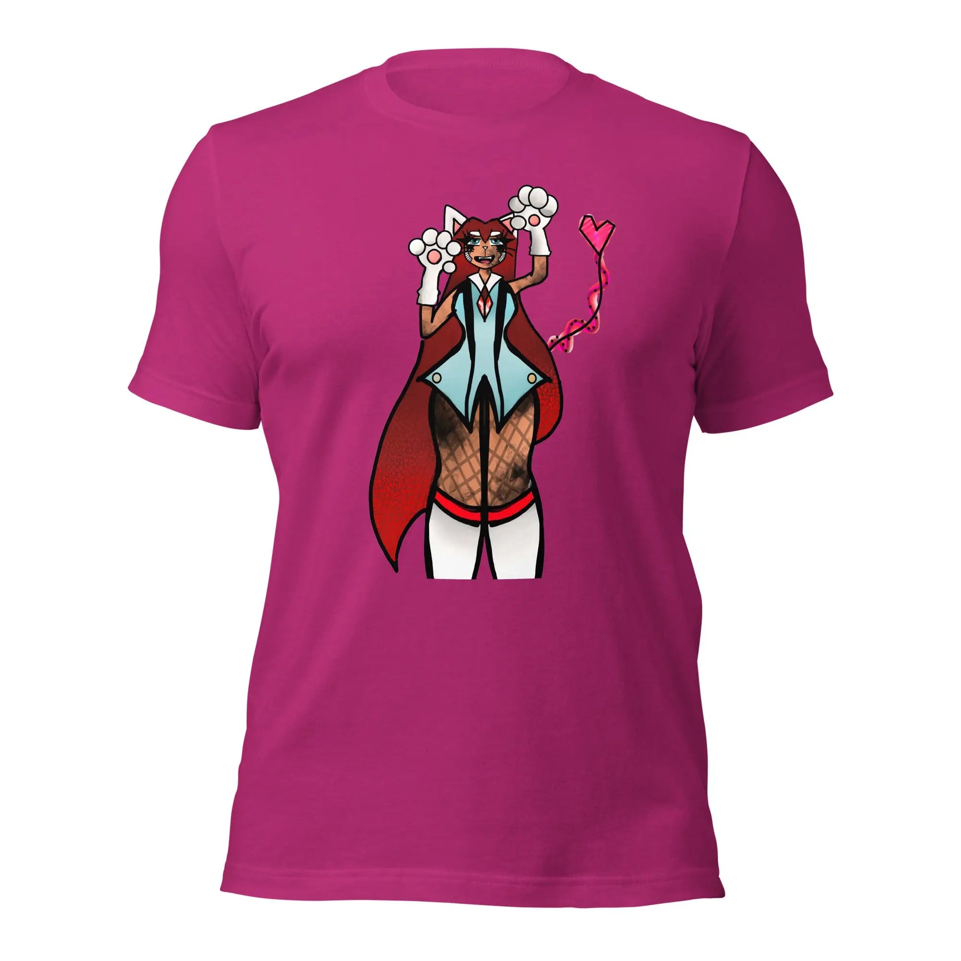 LizBeth Neko Anime Crewneck T-shirt-T-Shirt-Berry-S-mysticalcherry