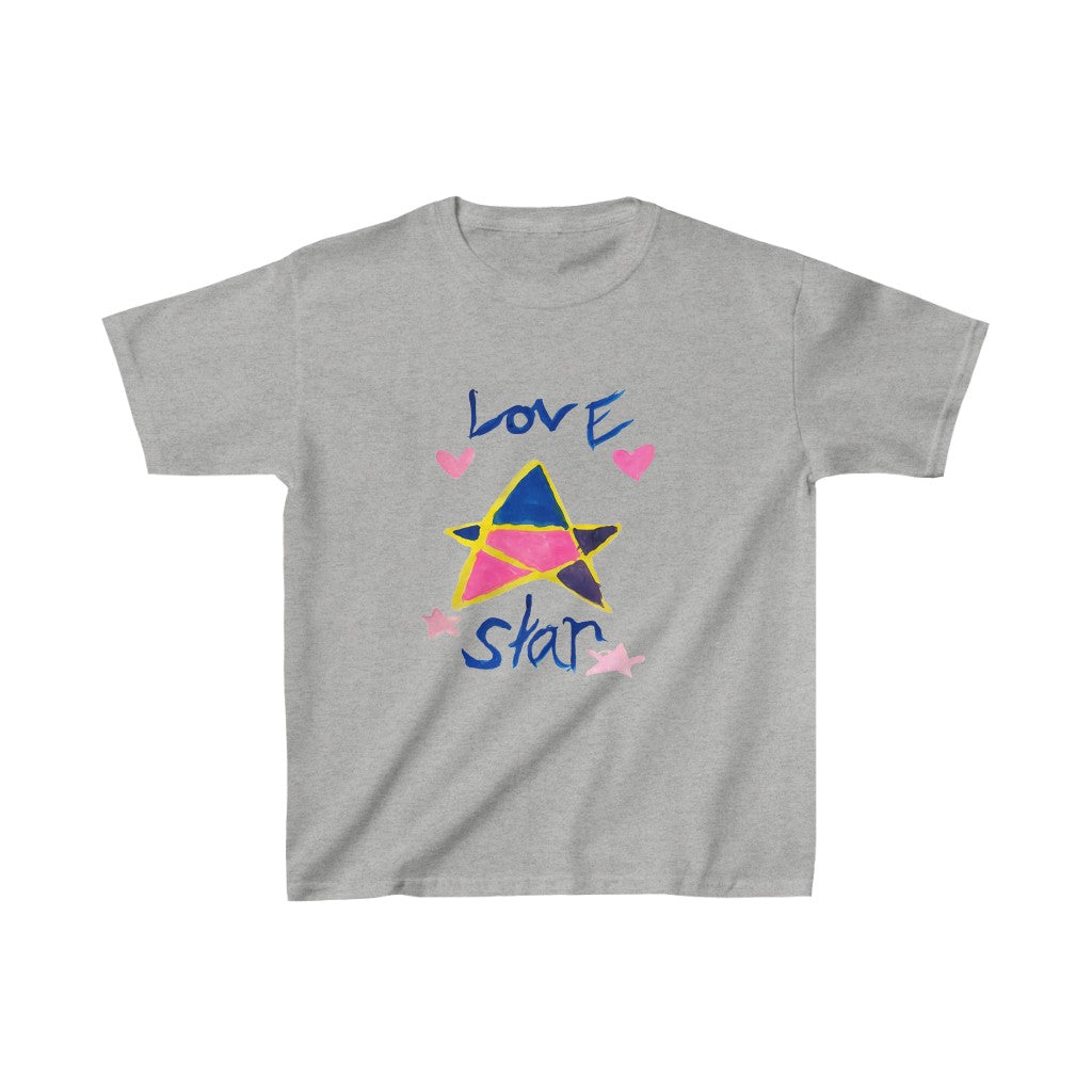 Love Star Graphic Kids Heavy Cotton™ Tee-Kids clothes-XS-Sport Grey-mysticalcherry
