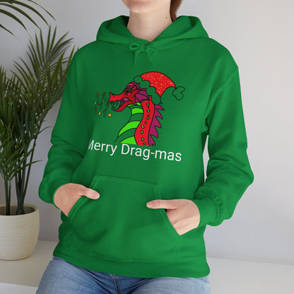 Merry Drag-mas: Candy Cane Blaze, Festive Dragon Heavy Blend™ Hooded Sweatshirt-Hoodie-mysticalcherry