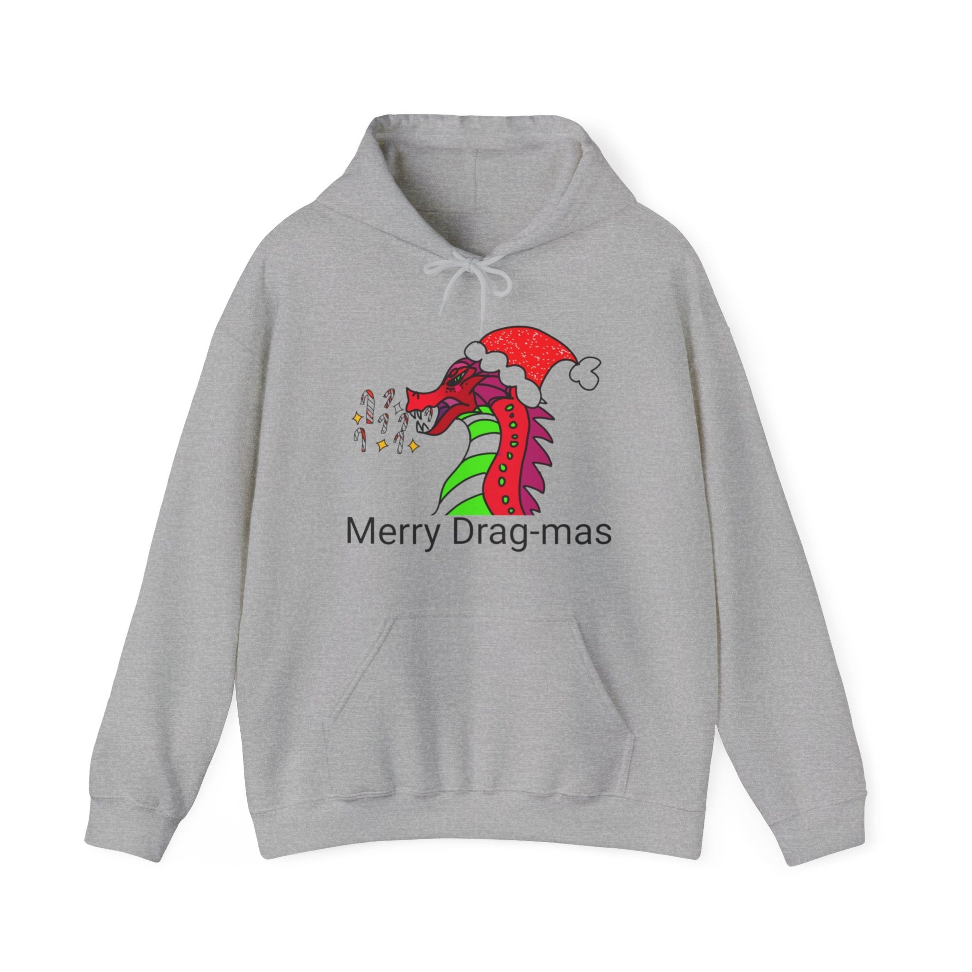 Merry Drag-mas: Candy Cane Blaze, Festive Dragon Heavy Blend™ Hooded Sweatshirt-Hoodie-Sport Grey-S-mysticalcherry