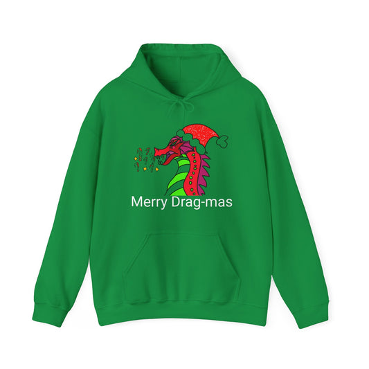 Merry Drag-mas: Candy Cane Blaze, Festive Dragon Heavy Blend™ Hooded Sweatshirt-Hoodie-Irish Green-S-mysticalcherry