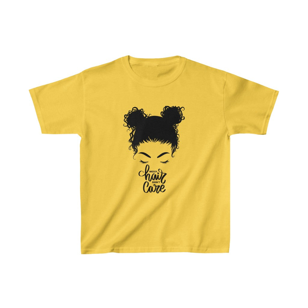 Messy Hair I Don't Care Kids Cotton™ Tee-Kids clothes-XS-Daisy-mysticalcherry