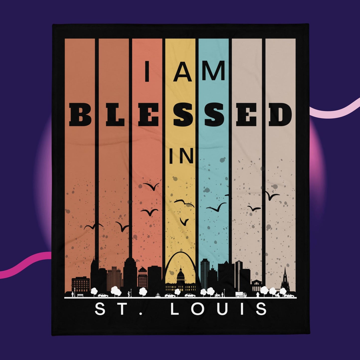 Midwest Retro I AM Blessed City Skylines Throw Blanket Collection-THROW BLANKET-50″×60″-St. Louis-mysticalcherry