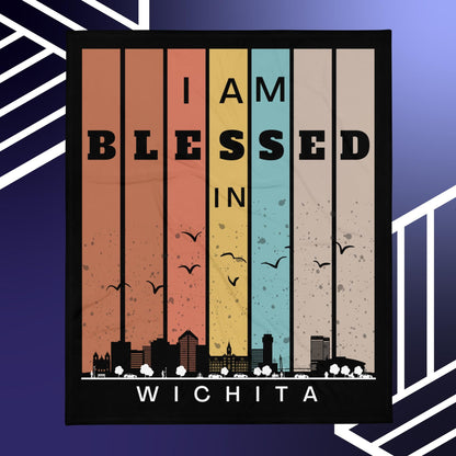 Midwest Retro I AM Blessed City Skylines Throw Blanket Collection-THROW BLANKET-50″×60″-Wichita-mysticalcherry
