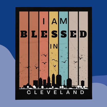 Midwest Retro I AM Blessed City Skylines Throw Blanket Collection-THROW BLANKET-50″×60″-Cleveland-mysticalcherry