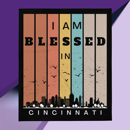 Midwest Retro I AM Blessed City Skylines Throw Blanket Collection-THROW BLANKET-50″×60″-Cincinnati-mysticalcherry