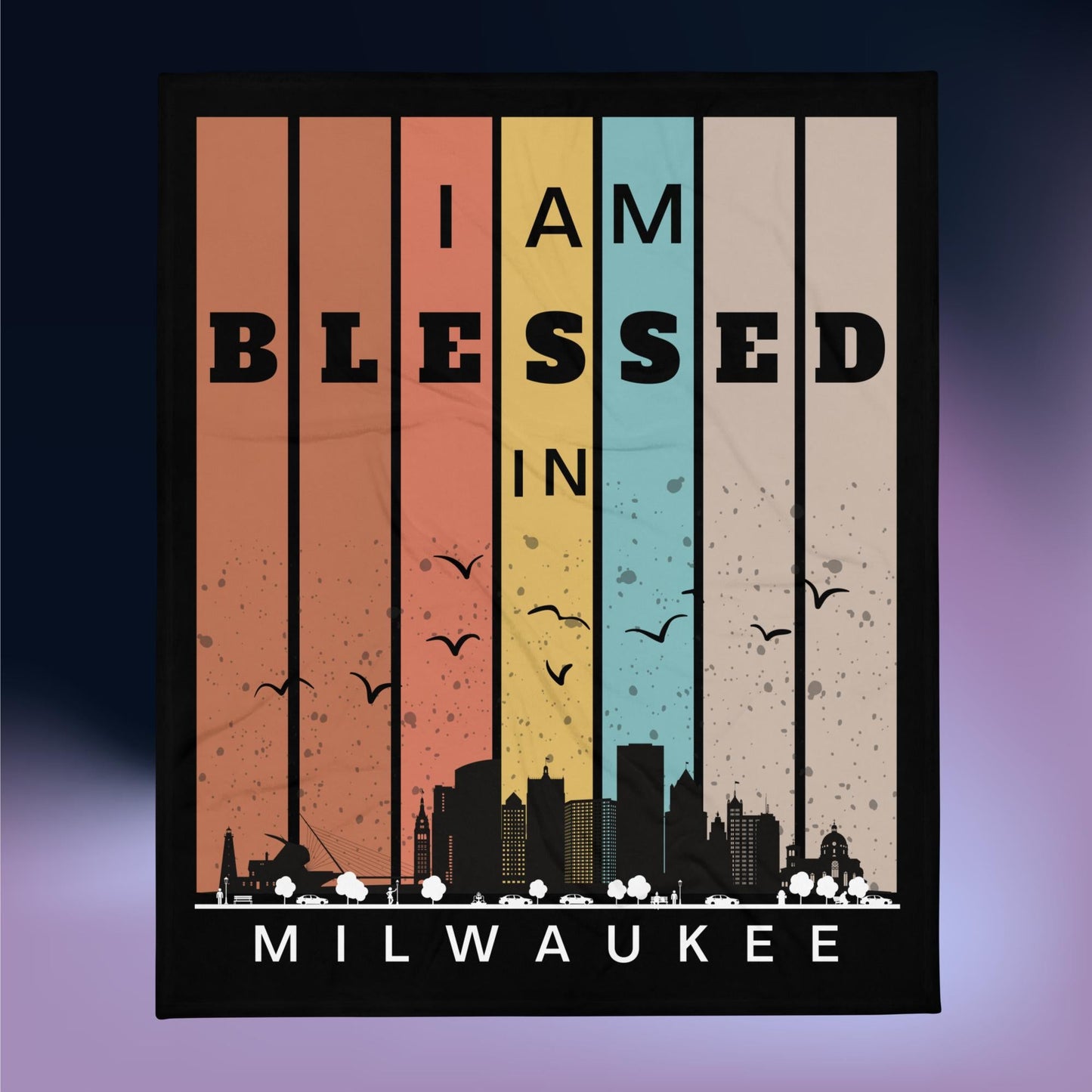 Midwest Retro I AM Blessed City Skylines Throw Blanket Collection-THROW BLANKET-50″×60″-Milwaukee-mysticalcherry