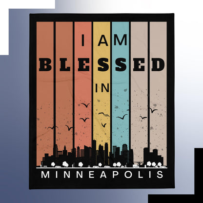 Midwest Retro I AM Blessed City Skylines Throw Blanket Collection-THROW BLANKET-50″×60″-Minneapolis-mysticalcherry