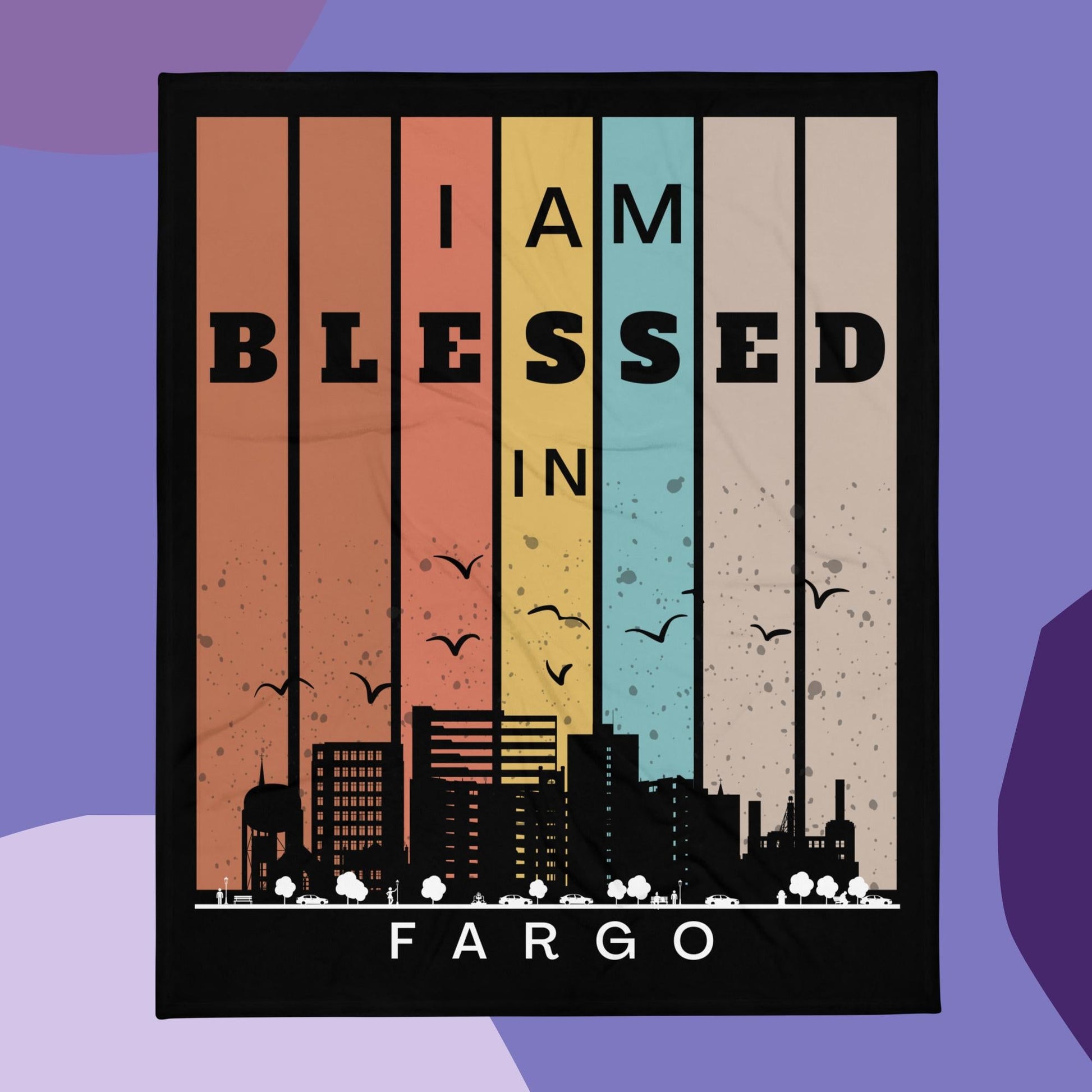 Midwest Retro I AM Blessed City Skylines Throw Blanket Collection-THROW BLANKET-50″×60″-Fargo-mysticalcherry