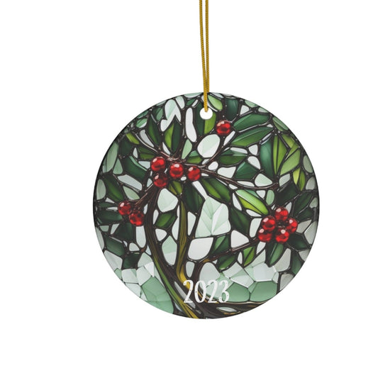 Mistletoe Ceramic Ornament-Home Decor-Circle-One Size-mysticalcherry