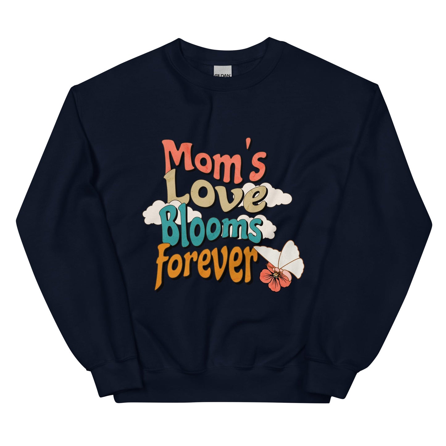Mom's Love Blooms Forever Crewneck Sweatshirt-crewneck-Navy-S-mysticalcherry