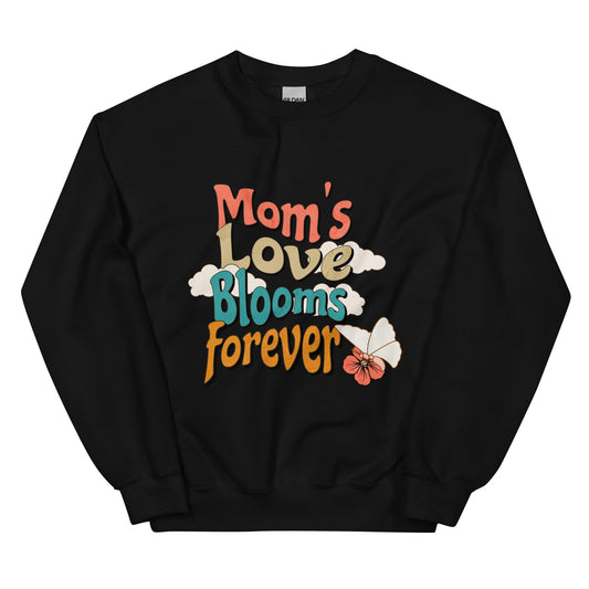 Mom's Love Blooms Forever Crewneck Sweatshirt-crewneck-Black-S-mysticalcherry