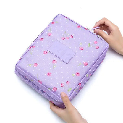 Multifunction Cosmetic Bag-makeup case-Purple Cherry-mysticalcherry