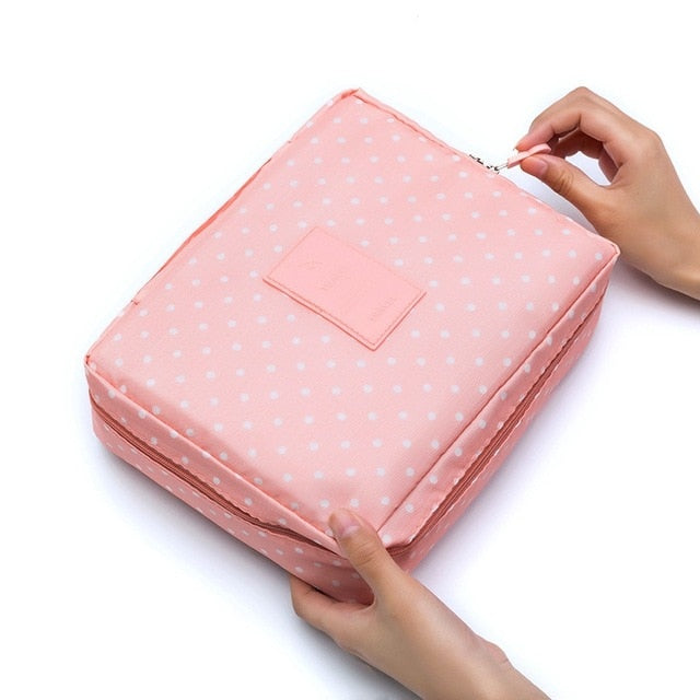 Multifunction Cosmetic Bag-makeup case-Pink Point-mysticalcherry