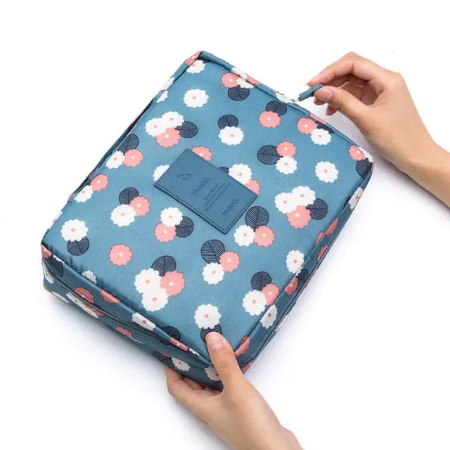 Multifunction Cosmetic Bag-makeup case-Blue Flower-mysticalcherry