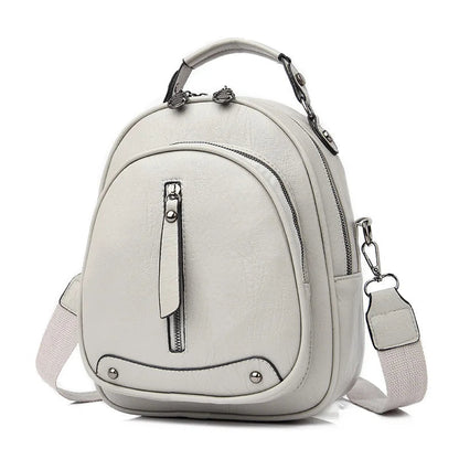Multifunction Mochila MINI Soft Leather Backpack-school Backpack set-Gray-mysticalcherry