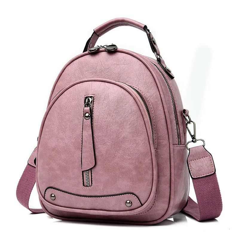 Multifunction Mochila MINI Soft Leather Backpack-school Backpack set-Purple-mysticalcherry