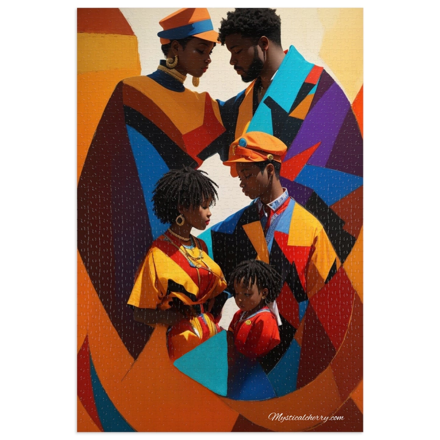 My African American Family Abstract Art Jigsaw Puzzle With Metal Box-Puzzle-29.25" × 19.75" (1000 pcs)-mysticalcherry