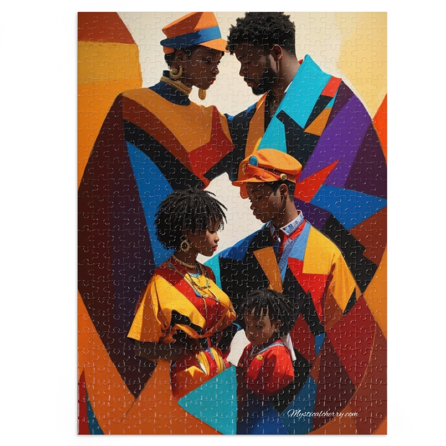 My African American Family Abstract Art Jigsaw Puzzle With Metal Box-Puzzle-20.5" × 15" (500 pcs)-mysticalcherry