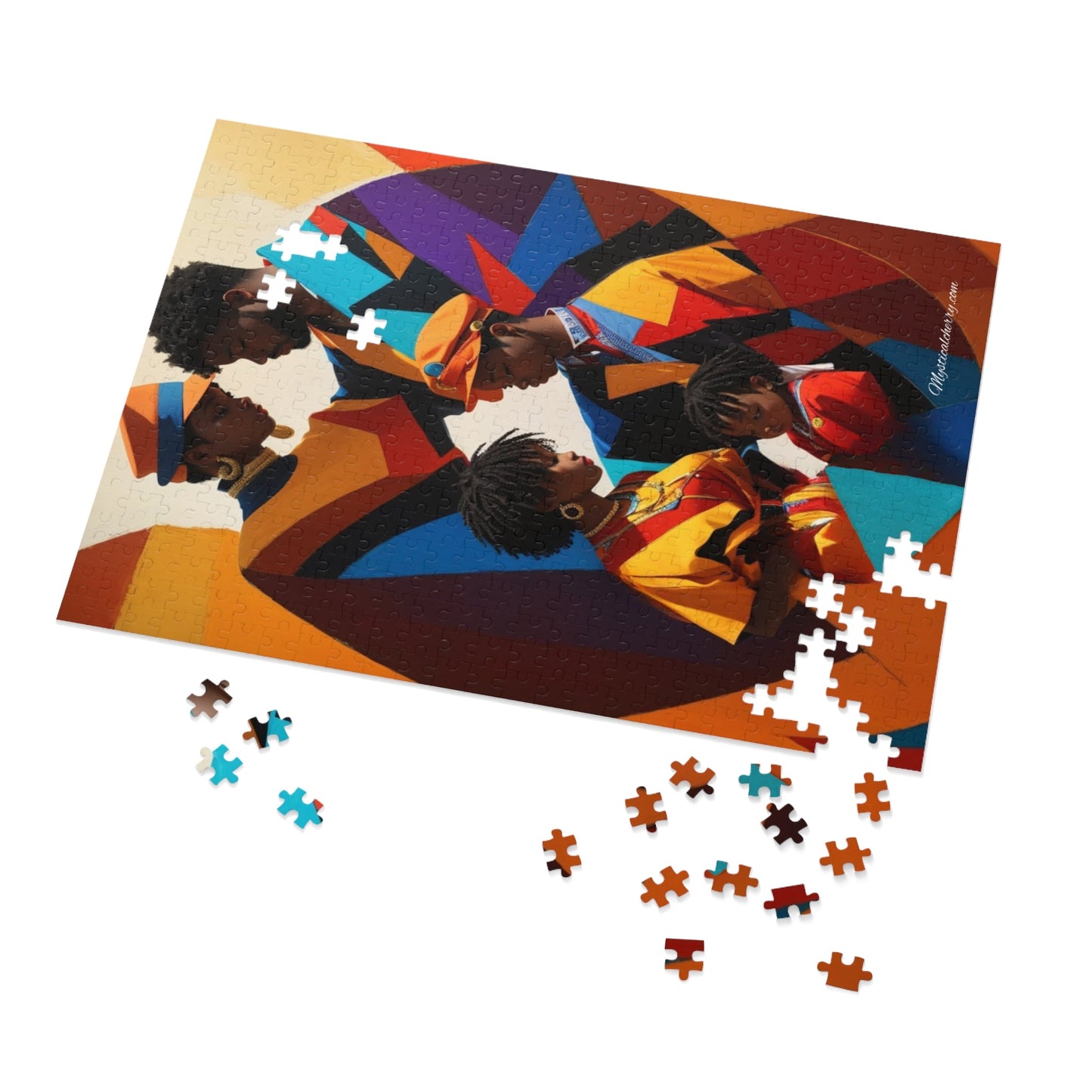 My African American Family Abstract Art Jigsaw Puzzle With Metal Box-Puzzle-mysticalcherry