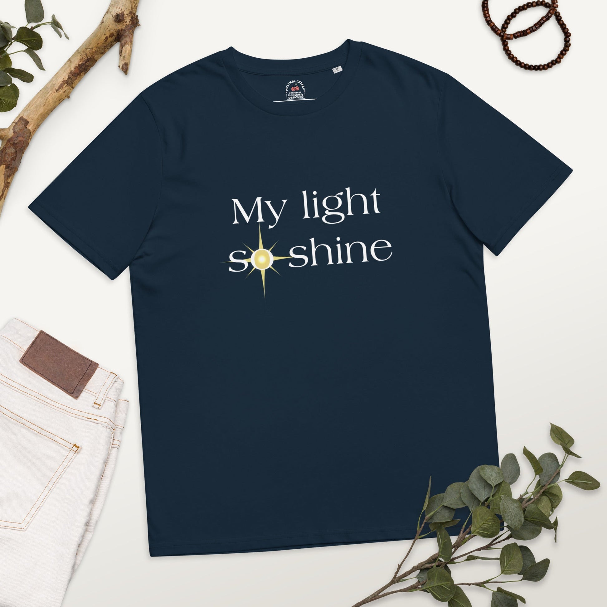 My Light So Shine Organic T-shirt-French Navy-S-mysticalcherry