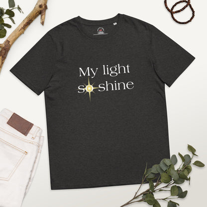 My Light So Shine Organic T-shirt-Dark Heather Grey-S-mysticalcherry