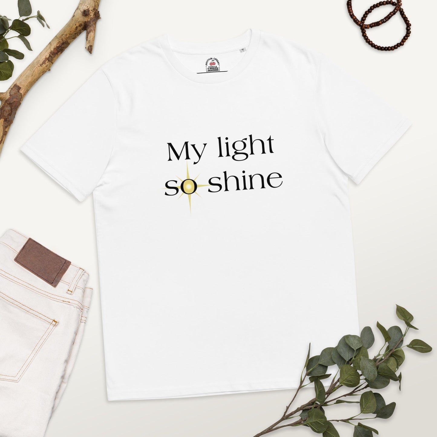My Light So Shine Organic T-shirt-White-S-mysticalcherry