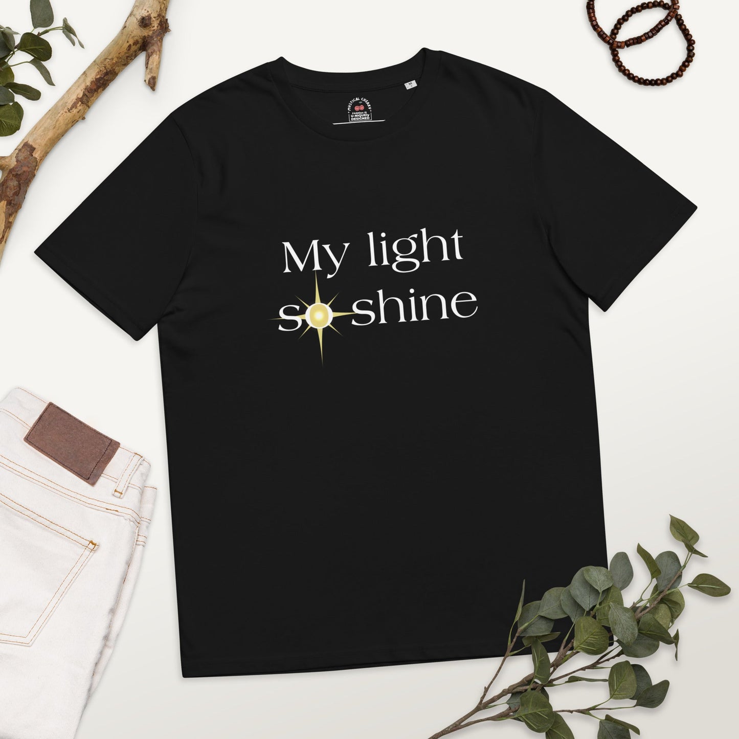 My Light So Shine Organic T-shirt-Black-S-mysticalcherry