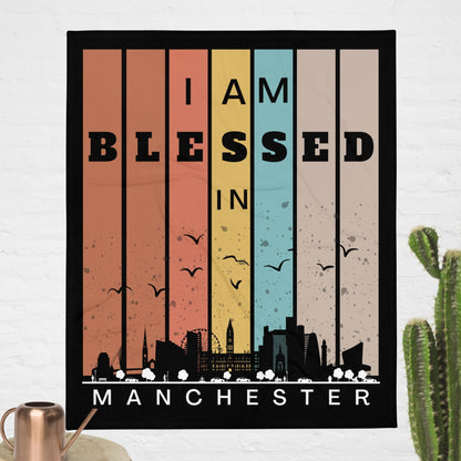 Northeast Retro I AM Blessed City Skylines Throw Blanket Collection-THROW BLANKET-50″×60″-Manchester-mysticalcherry