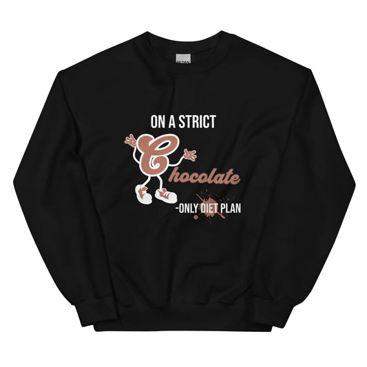 On A Strict Chocolate - Only Diet Plan Sweatshirt-Black-S-mysticalcherry